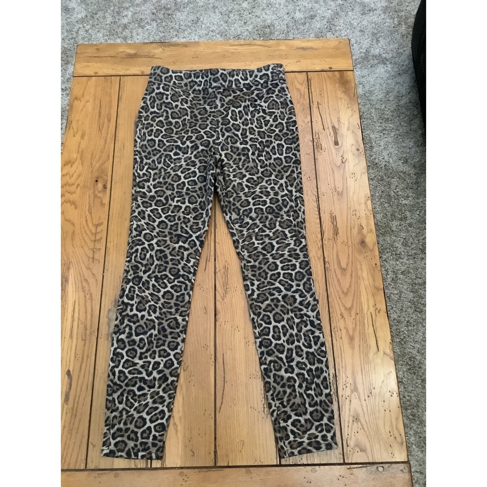 New York & Company Leopard Print High-Waist Pull-On Leggings Brown Tan Womens‎ M